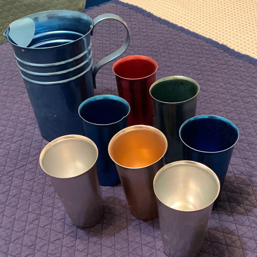 Colorful Aluminum Pitcher and Tumbler Set